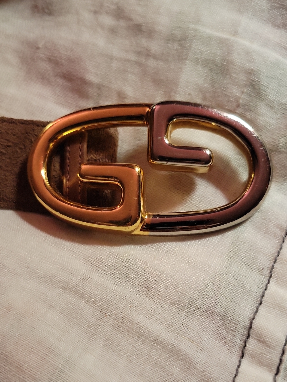 GUCCI Iconic 1970s inverted GG design Buckle, Suede Leather Belt
